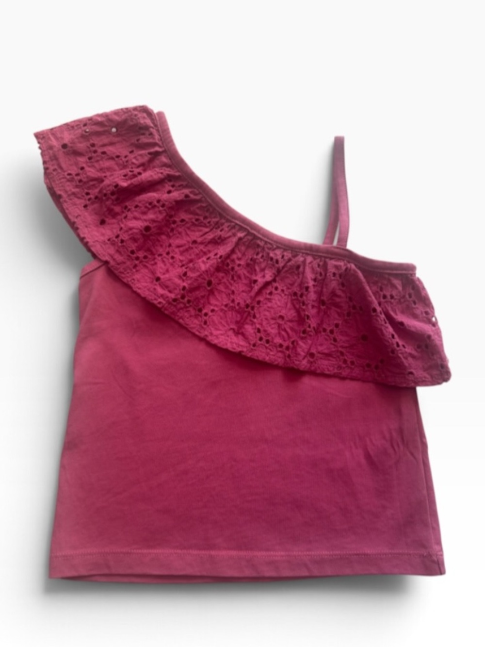 Mango Girls Piink One-Shoulder Eyelet Ruffle top Size 9-10 Years